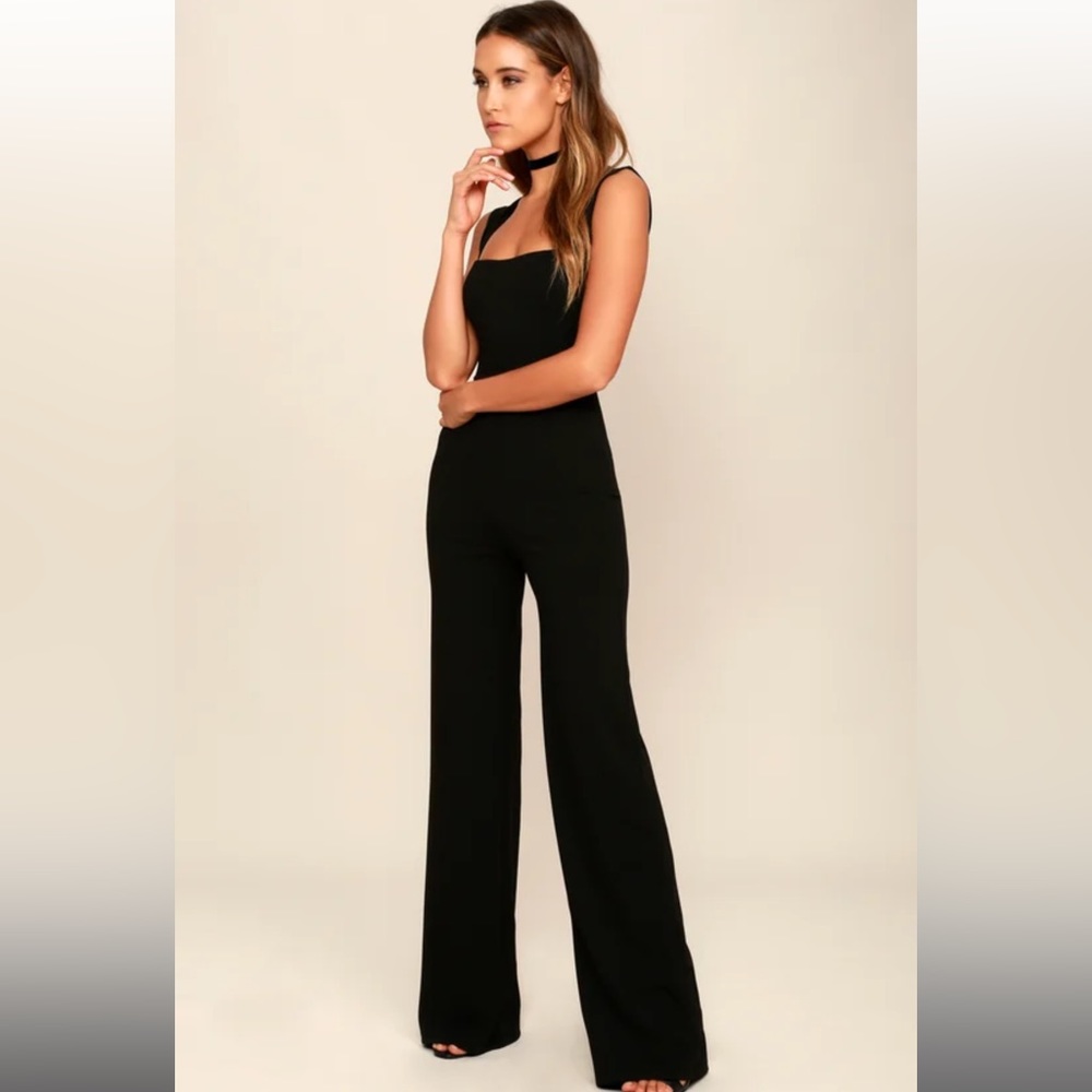 Square Neck Black Jumpsuit - image 2